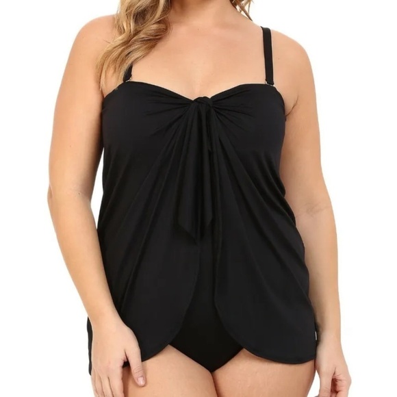 RALPH Lauren Plus Size Beach Club Solids Flyaway Convertible One-Piece - Picture 2 of 5